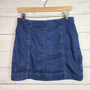 Free People Zip To It Womens Denim Skirt Sz 10 Y2K Style Stretchy Mini Skirt